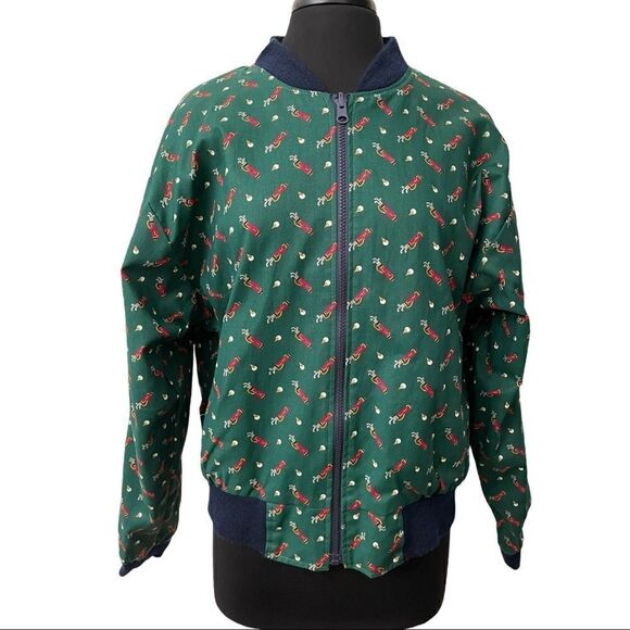 Vintage Vera Bradley Golf Club Print Reversible Bomber Jacket Size S - Picture 1 of 12